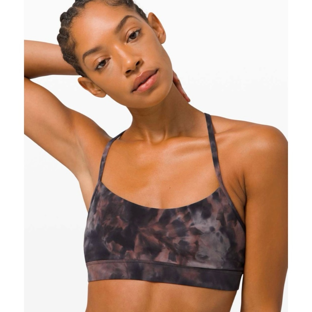 Lululemon Flow Y Sports Bra Top Racerback Tie Dye Activewear Athleisure Pink 6 - Picture 3 of 11